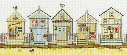 Bothy Threads New England Beach Huts Cross Stitch Kit - 38cm x 16cm