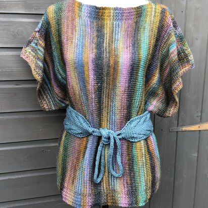 Sideways Knitted Top with Optional Belt