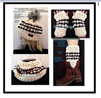 2242- Cream Hounds-tooth Hat set