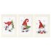 Vervaco Christmas Gnomes Set Of 3 Greeting Card Cross Stitch Kit - 10,5 x 15 cm
