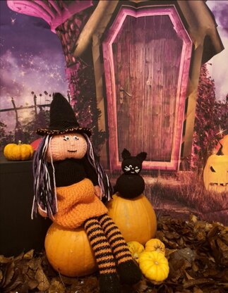 Priscilla the Pumpkin Witch & Pudding the Cat