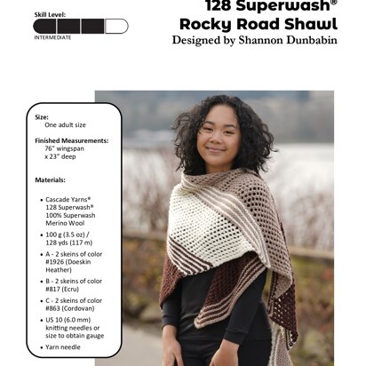 128 Superwash Rocky RoadShawl in Cascade Yarns - C368 - Downloadable PDF - knitting pattern