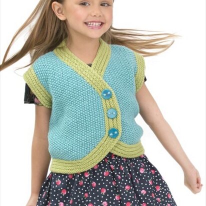Child's Side Buttoned Vest in Red Heart With Love Solids - LW3239