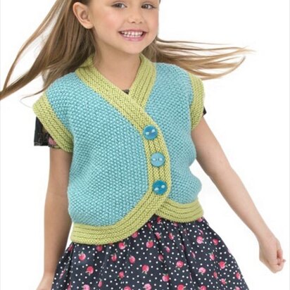 Child's Side Buttoned Vest in Red Heart With Love Solids - LW3239 - knitting pattern