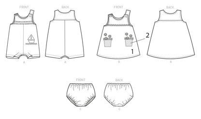 Butterick Baby Overalls, Dress and Panties B6905 - Paper Pattern, Size NB-S-M-L-XL