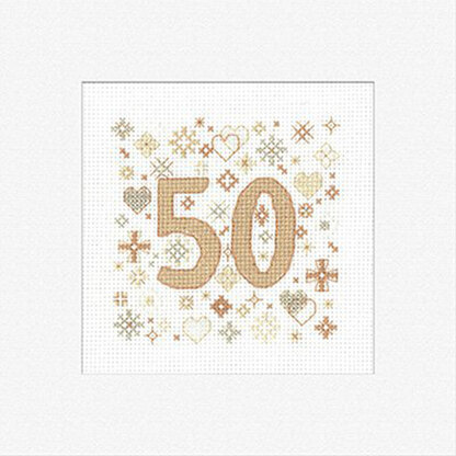 Heritage 50th Birthday Card Cross Stitch Kit - 19.5cm x 19.5cm
