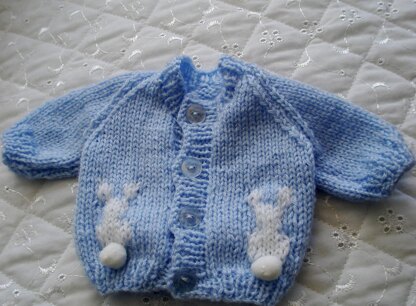 Knitting Pattern 10" Dolls Bunny Motif Cardigan, Hat and Boots