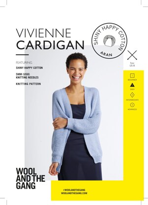 Vivienne Cardigan in Wool and the Gang Shiny Happy Cotton - Downloadable PDF