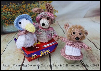 Bunny, Duck & Hedgehog Creme Egg Covers or Egg Cosies