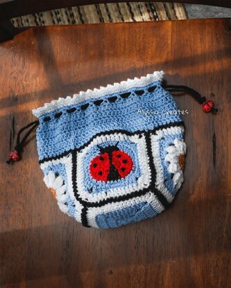 Ladybug and Daisy Drawstring Pouch