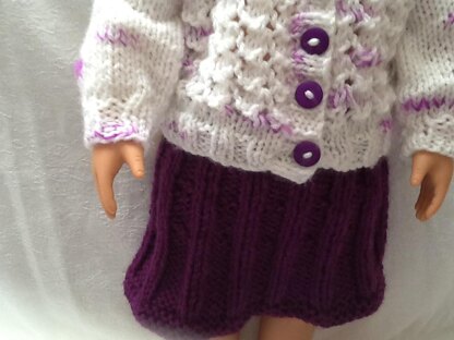 18 inch Dolls cardigan and skirt set