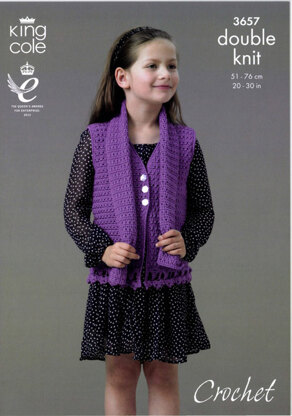 Cardigan, Waistcoat and Scarf in King Cole Smooth DK - 3657