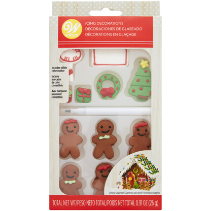 Wilton Customizable Gingerbread House Icing Decorations, 12-Count