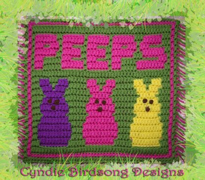 Easter Peeps Bunnies mosaic crochet square