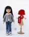 Outfit Red and gray for 13" dolls knitted flat