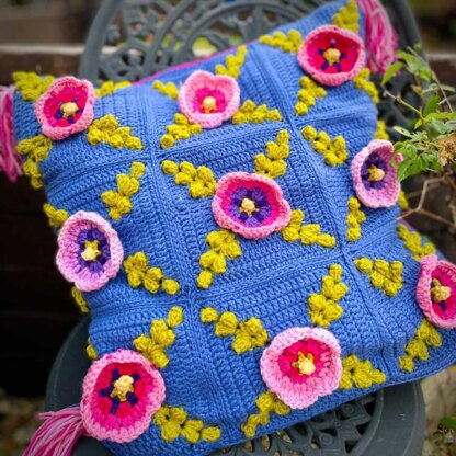 Jolly Hollyhocks cushion