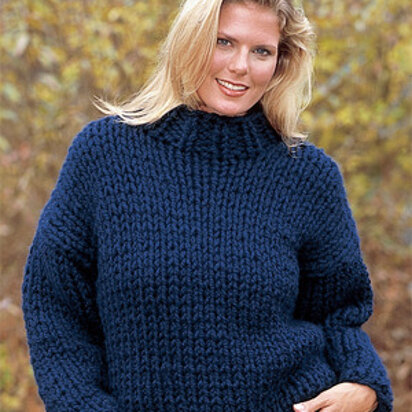 Knitted Double-Strand Turtleneck in Lion Brand Wool-Ease Thick & Quick - 928