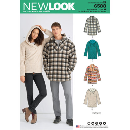 New Look 6588 Unisex Tops 6588 - Paper Pattern, Size A (XS-S-M-L-XL)