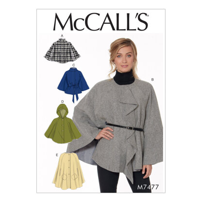 McCall's Misses' Hooded, Collared or Collarless Capes M7477 - Sewing Pattern