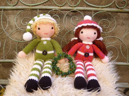 Beau and Belle Christmas Winter Dolls, Amigurumi Crochet Pattern