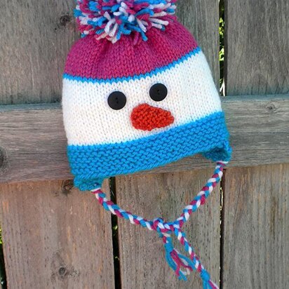 Snowman Hat with Earflaps - knitting pattern
