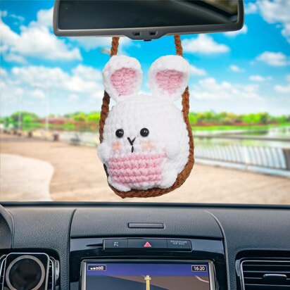 Pink Rabbit Car Hanging Crochet