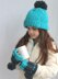 Slouchy Hat and pom Glove Set