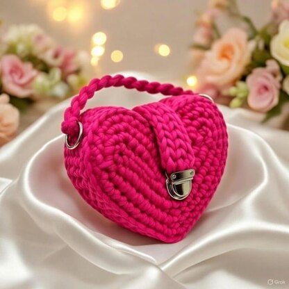 Crochet Heart Bag Pattern PDF + Video Tutorial – Shoulder Handbag