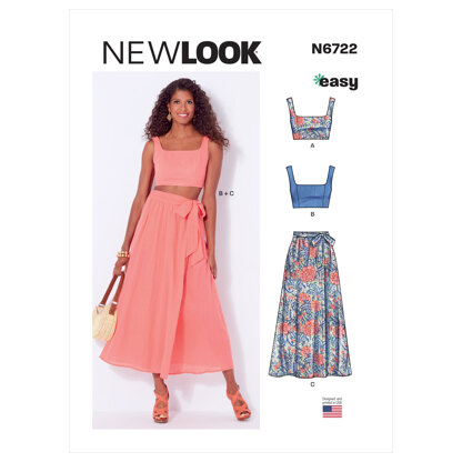 New Look Misses' Bra Tops and Wrap Skirt N6722 - Paper Pattern, Size A (6-8-10-12-14-16-18)