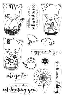 Hero Arts Clear Stamps 4"X6" - Kittens In Kimonos