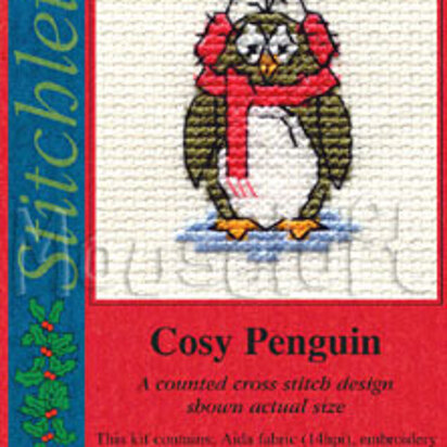 Mouseloft Cosy Penguin Cross Stitch Card Kit - 6cm x 6cm