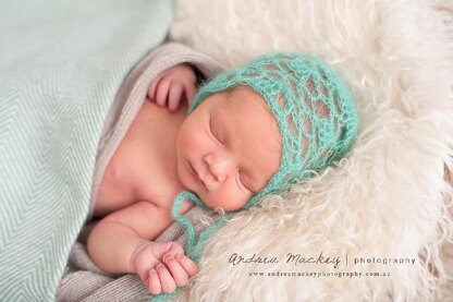 Lacy Newborn Mohair Bonnet