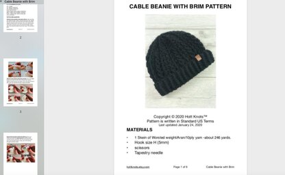 Cable Beanie with a Brim