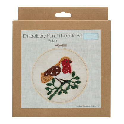 Trimits Trimits Floss Punch Needle Kit with Hoop: Robin Punch Needle Kit - 6in