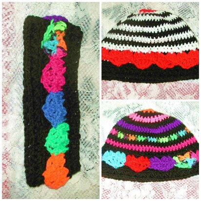 Multi Colored Hearts Beanie