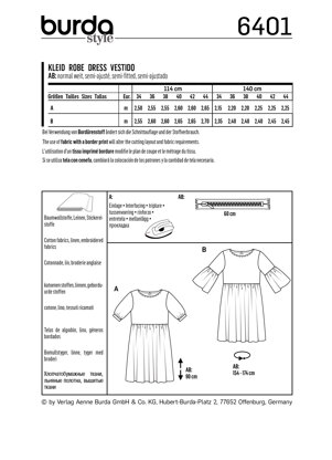 Burda Style Women's Swing Dress with Sleeve Variations B6401 - Paper Pattern, Size 8-18