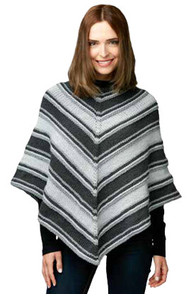 Fade to Gray Knit Poncho in Caron One Pound - Downloadable PDF