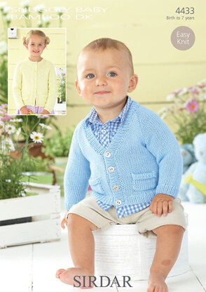 V-Neck and Round Cardigans in Sirdar Snuggly Baby Bamboo DK - 4433 - Downloadable PDF