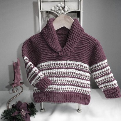 Colourwork Sweater with Shawl Collar - P064