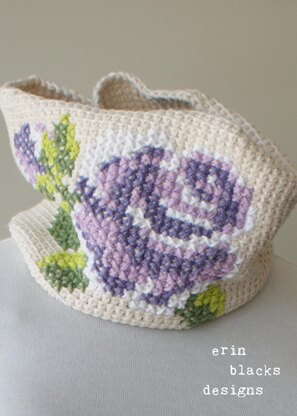 Cotton Rose Bloom Cowl (8" x 24" circumference) (tunisian005)