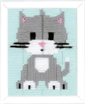 Vervaco Long Stitch Kit: Grey Kitty - 16 x 12.5cm