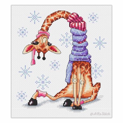 Giraffe in a Scarf Cross Stitch PDF Pattern