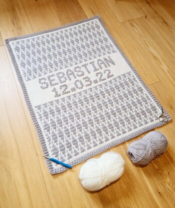 Personalised Baby Name and Date Mosaic Blanket