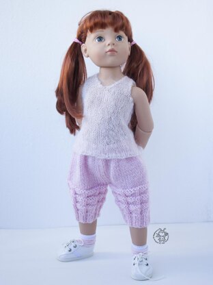 Pink dream outfit knitting flat for 18 in doll