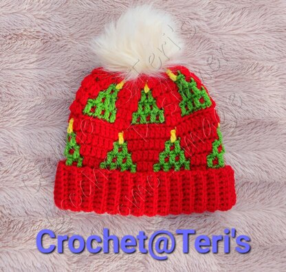 Christmas Tree Mosaic Hats (Mommy and Baby)