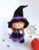 Young Witch doll and Pumpkin knitted flat