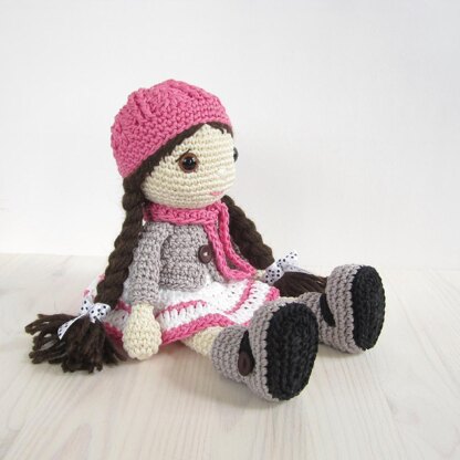 Doll - Girl in a dress, jacket, boots and hat