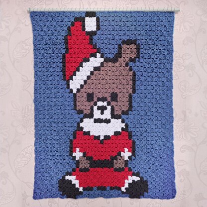 C2C - Santa Teddy - Corner to Corner Blanket