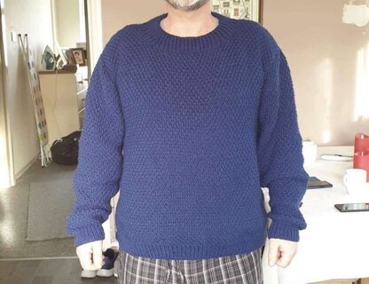 Classic Roundneck Sweater in Irish Moss Stitch for Dad's Birthday