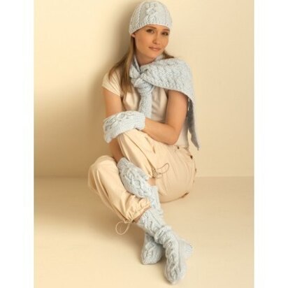 Cable Hat, Mittens, Scarf and Socks in Bernat Super Value - knitting pattern